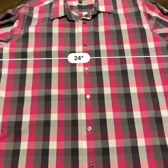 Men Apt. 9 Plaid Shirt Stretch Slim Fit - Picture 3 of 5